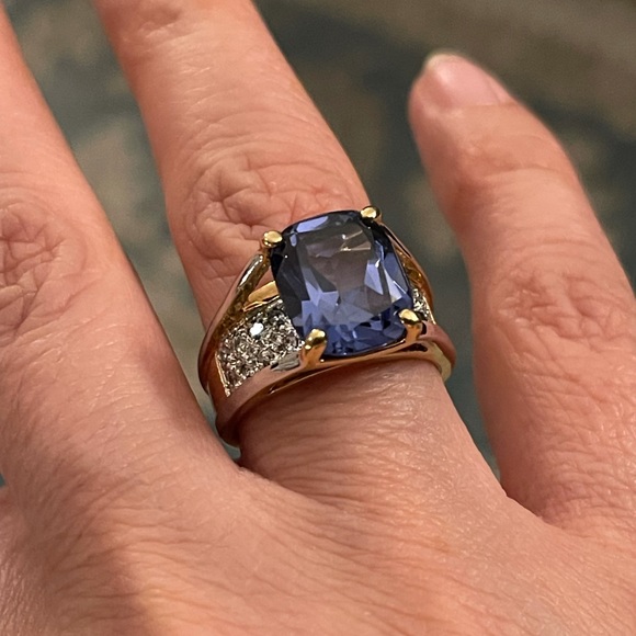 Lab sapphire doublet gold vermeil ring - Picture 12 of 15